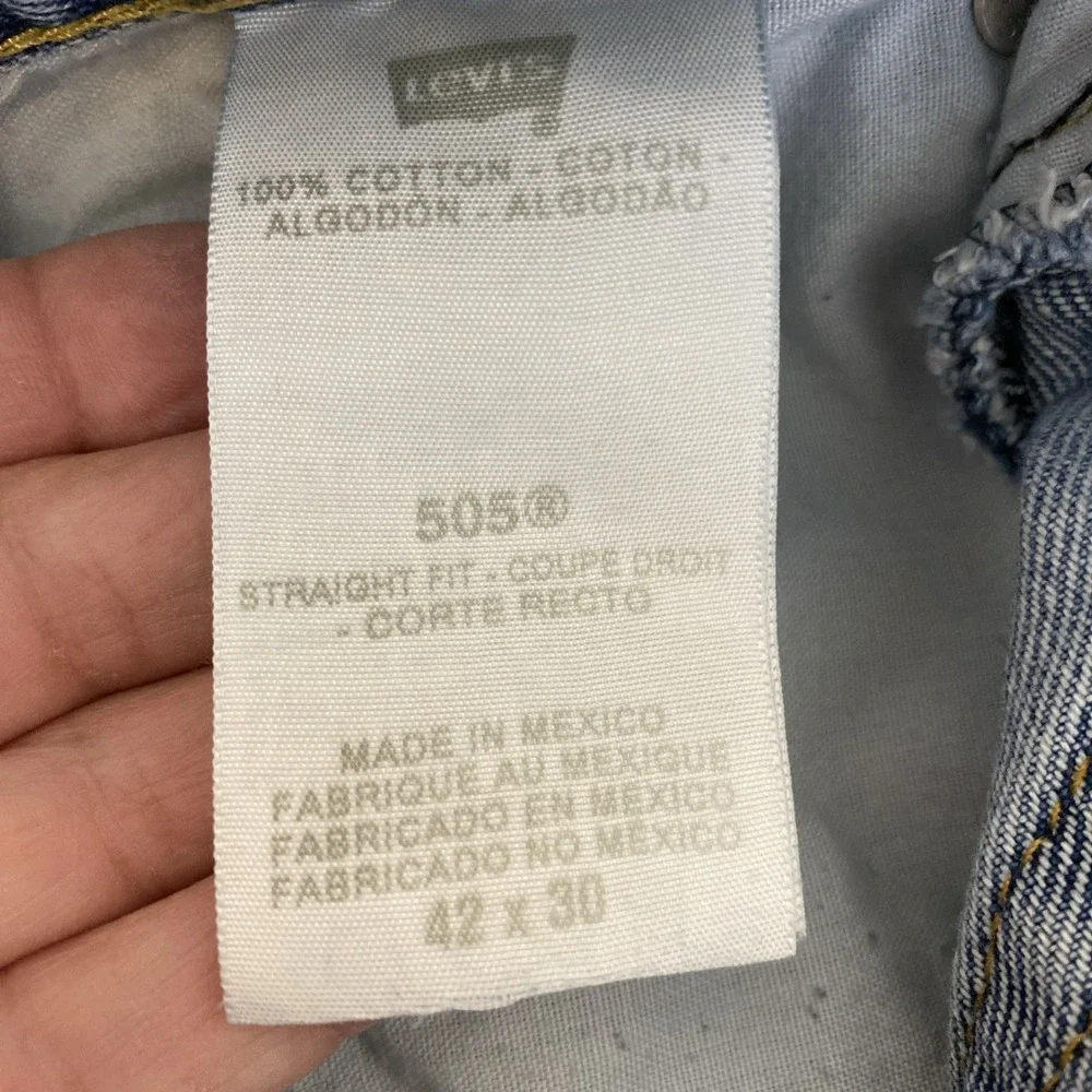 Levi's 505 Jeans Men 42x30 Blue Denim Med Wash Straight Fit 100% Cotton Casual